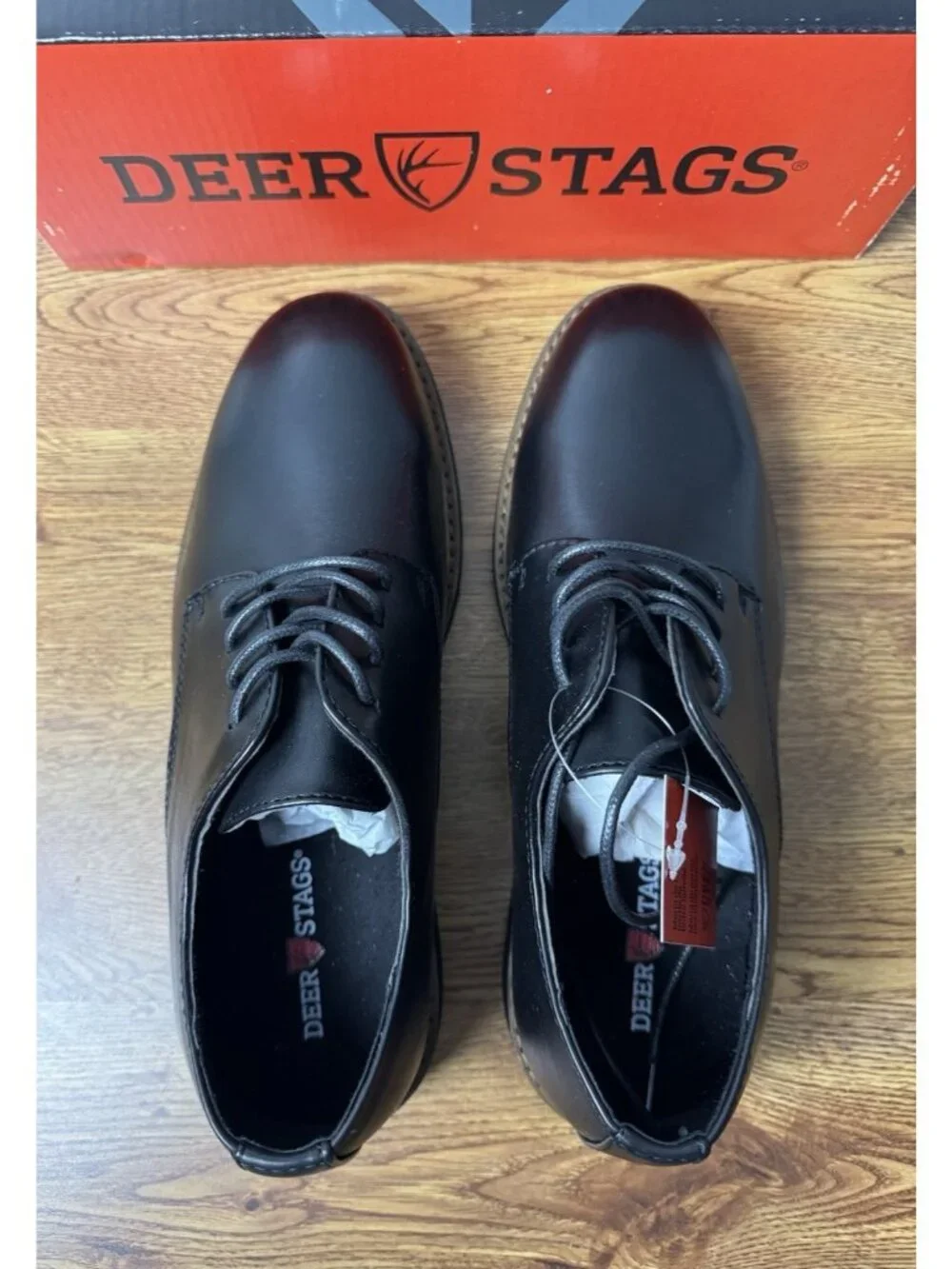 Deer Stags Denny Boys Round Oxford Shoes in Black Size 5.5 M Big Kid